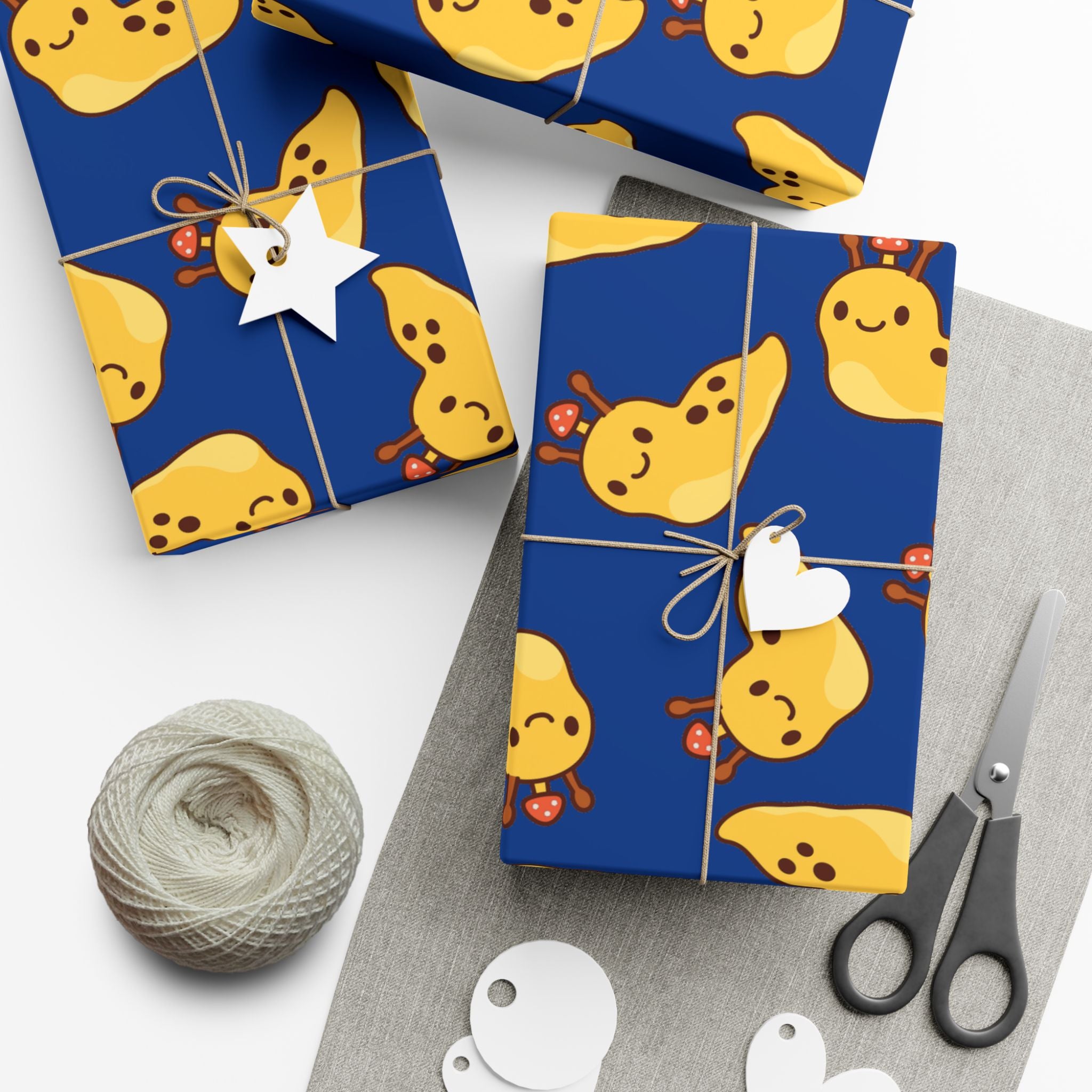 Gift Wrap Papers, Nature Lover Gift, Cute Banana Slug Mushroom Design, Gift Wrap Sheets, Wrapping Paper Roll, Snail Slug Lover Present