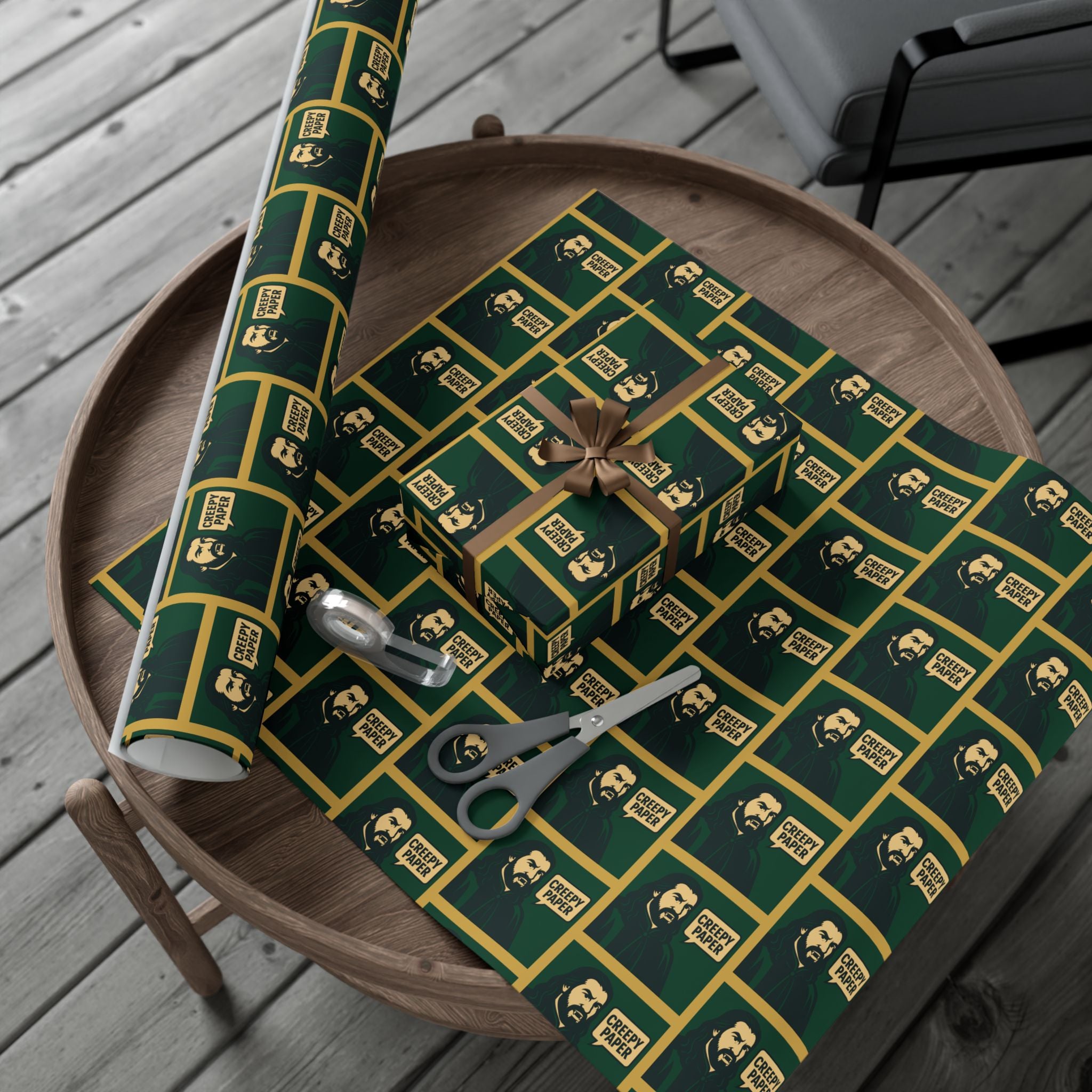 What We Do in the Shadows Nandor Gift Wrap Paper — Green & Gold Vampire-Themed Wrapping Paper