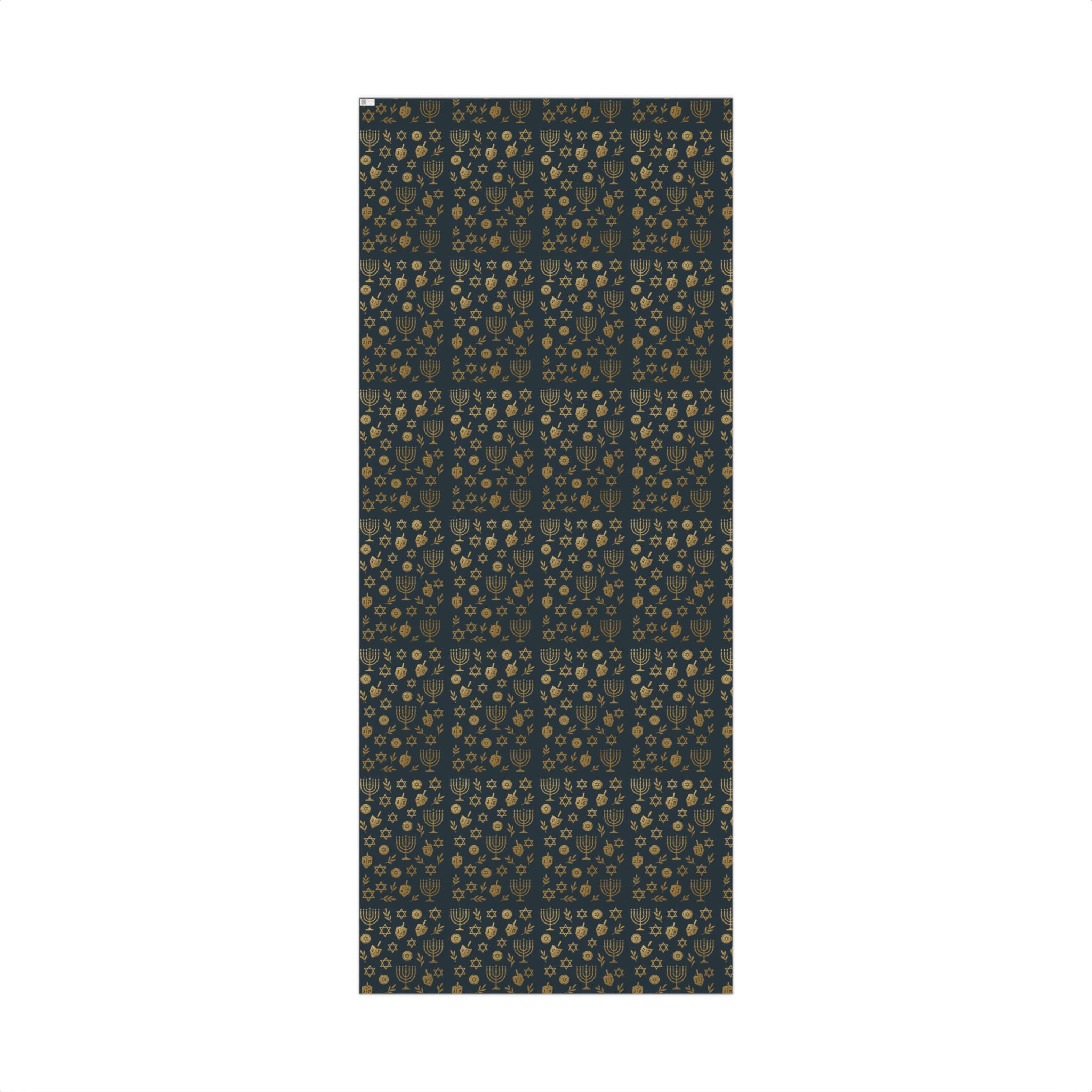 Hanukkah Dreidel Gift Wrap Paper — Gold & Blue Holiday Wrap