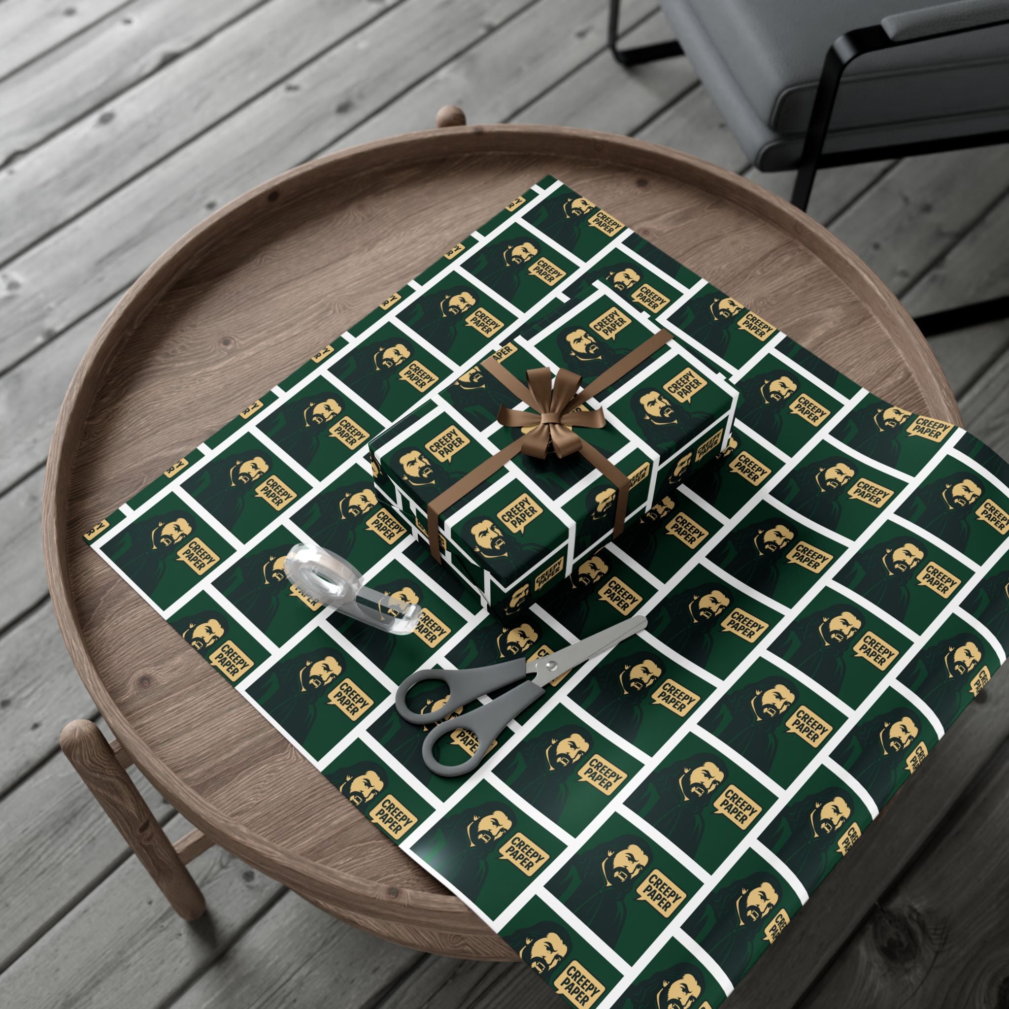 Green/White - Creepy Paper Wrapping Paper, Nandor from What we do in the Shadows Show, Gift Wrap for Fans, Halloween Decor, Unique Gift Wrap