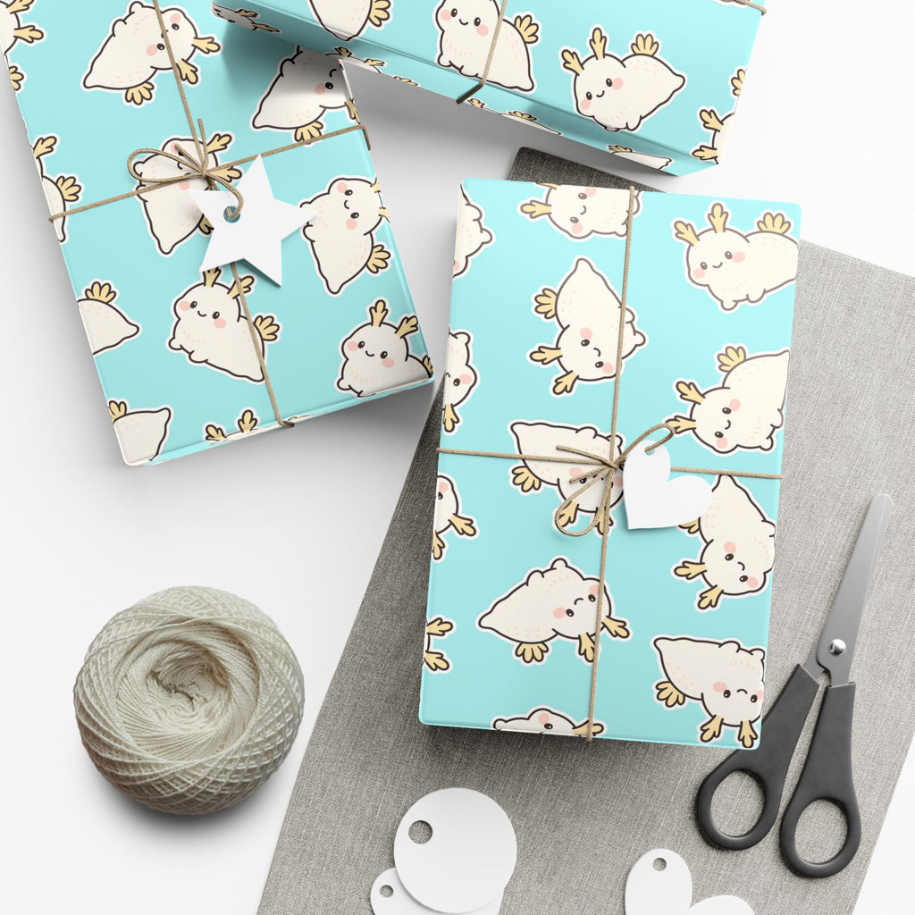 Gift Wrap Papers, Sea Bunny Pattern for Wrapping Gifts, Scrapbooking, Crafts, Cute Kawaii Design, Stationery Set