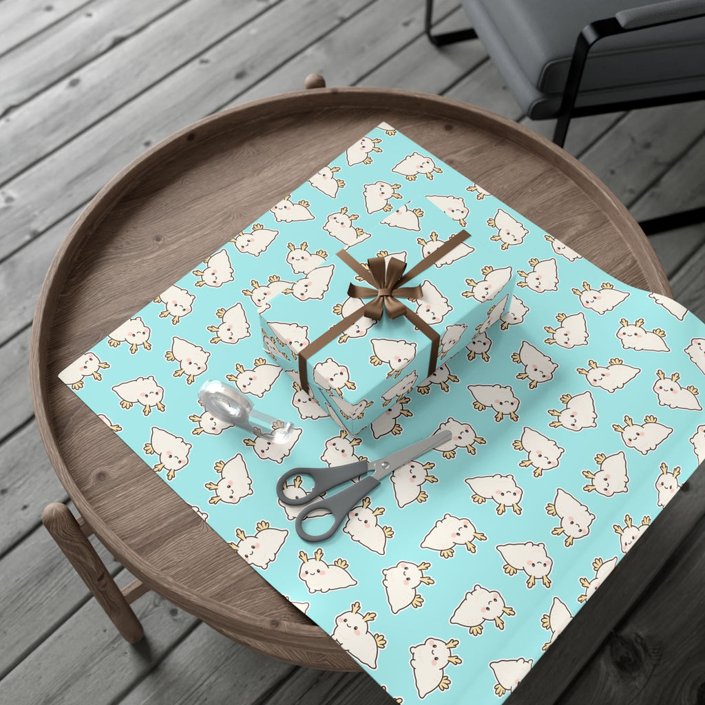 Gift Wrap Papers, Sea Bunny Pattern for Wrapping Gifts, Scrapbooking, Crafts, Cute Kawaii Design, Stationery Set