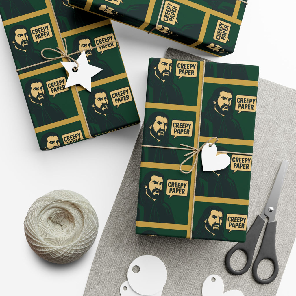 What We Do in the Shadows Nandor Gift Wrap Paper — Green & Gold Vampire-Themed Wrapping Paper