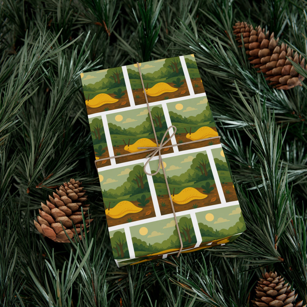 Wrapping Paper, Banana Slug Nature Scene Gift Wrap, Wildlife Themed Present Wrap, Eco-Friendly Nature Gift Wrap, Animal Lover Holiday Paper,