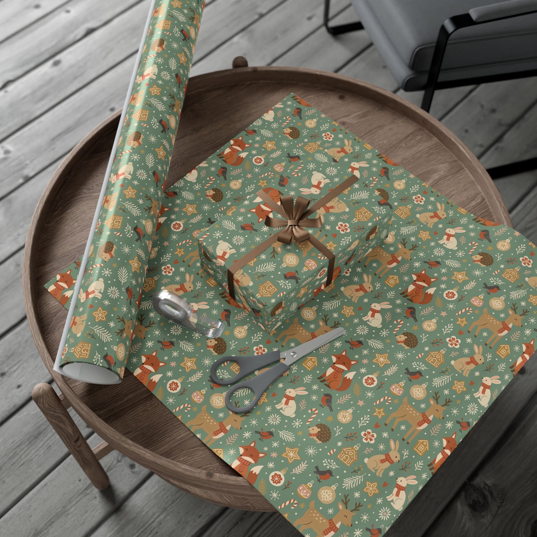 Woodland Forest Animals Gift Wrap — Cute Fox, Deer, Bunny Wrapping Paper