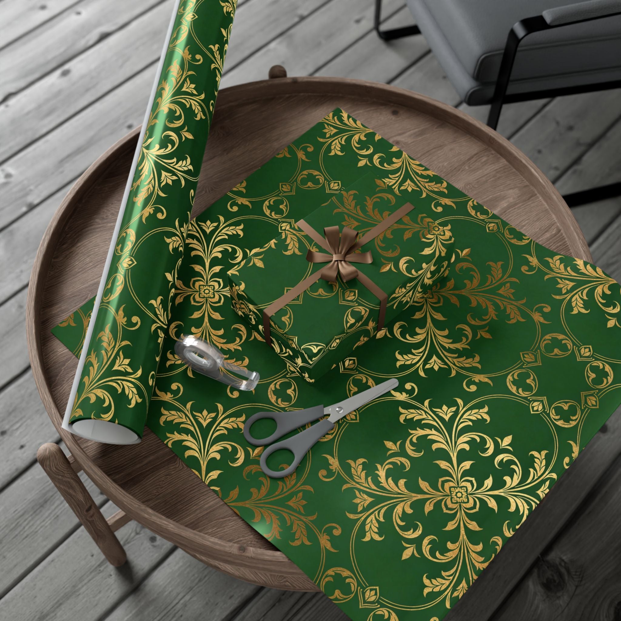 Middle-earth Elvish Luxury Gift Wrap Paper — Green LOTR-Inspired Wrapping