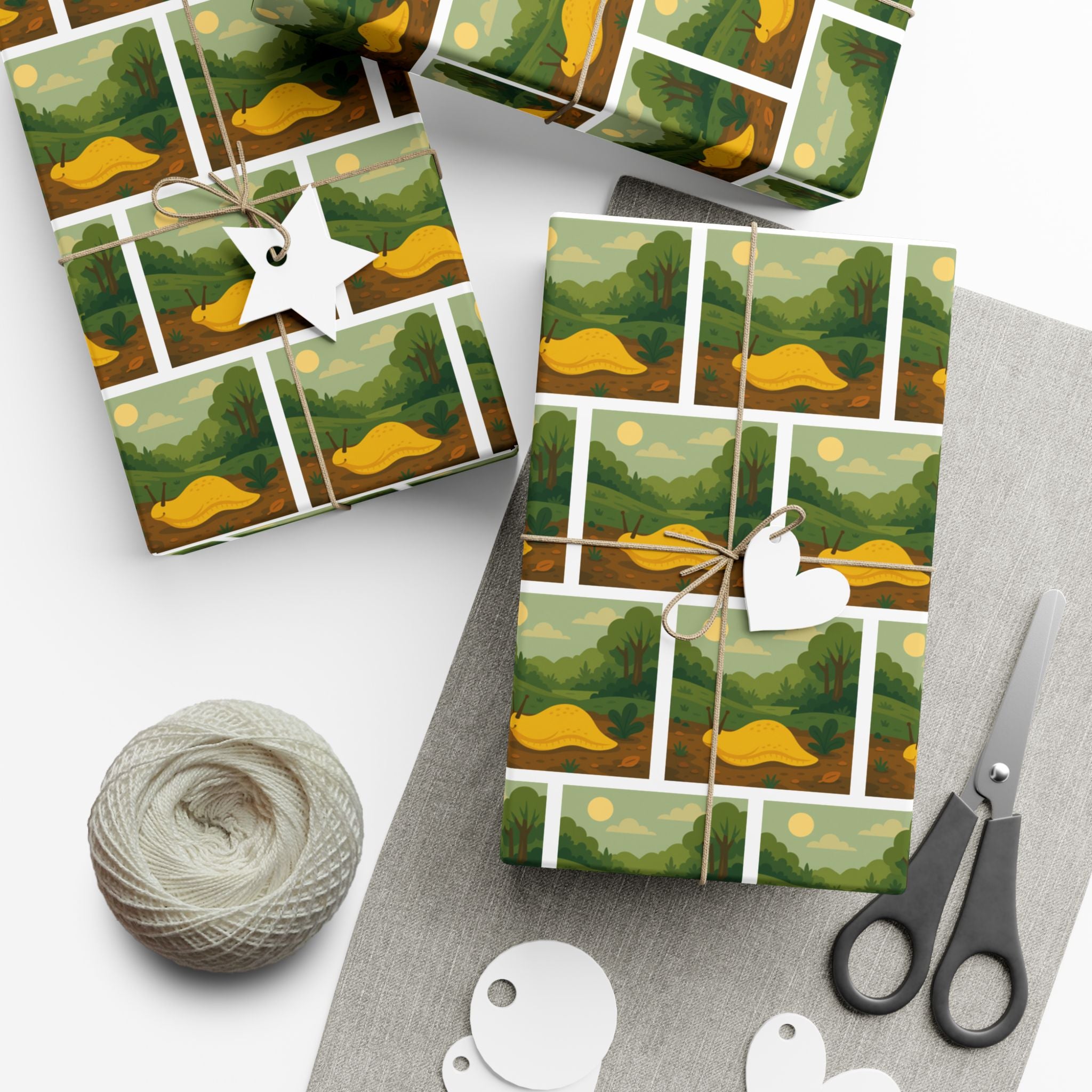 Wrapping Paper, Banana Slug Nature Scene Gift Wrap, Wildlife Themed Present Wrap, Eco-Friendly Nature Gift Wrap, Animal Lover Holiday Paper,