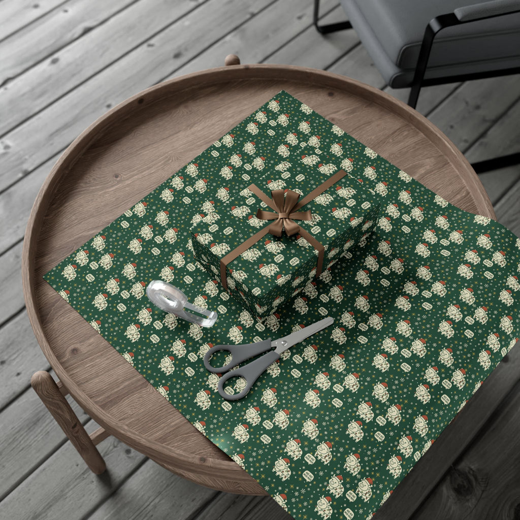 Christmas Cow Wrapping Paper - Cute Cows with Santa Hats and Lights, Farmhouse Holiday Gift Wrap, Country Christmas Packaging