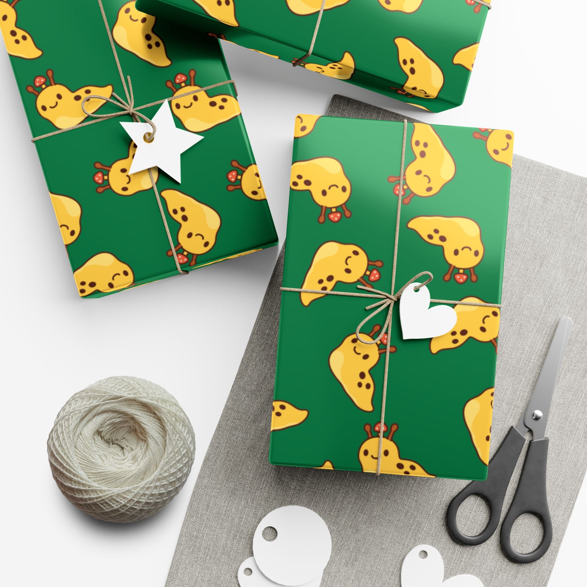 Banana Slug Gift Wrap Paper — Cute Slug with Mushroom Illustration