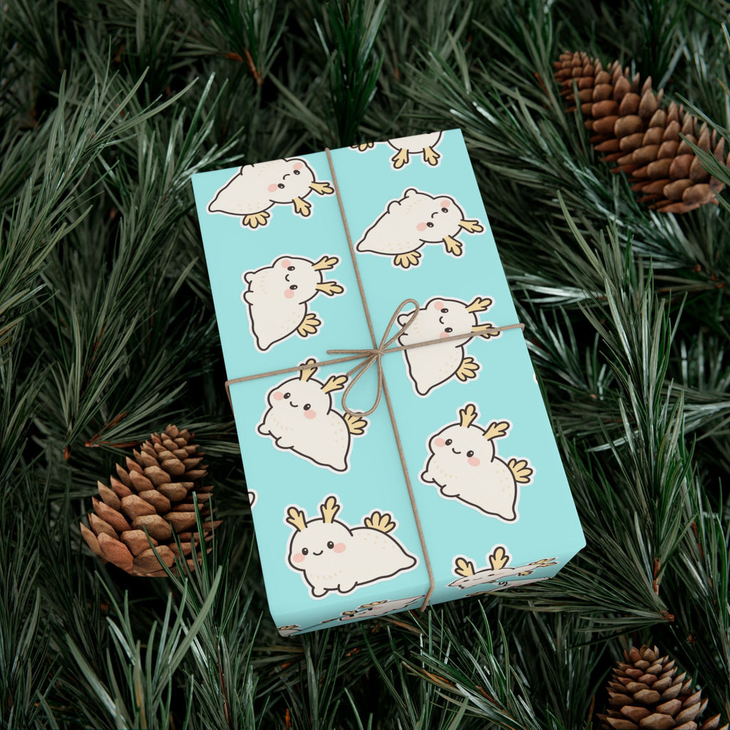 Gift Wrap Papers, Sea Bunny Pattern for Wrapping Gifts, Scrapbooking, Crafts, Cute Kawaii Design, Stationery Set