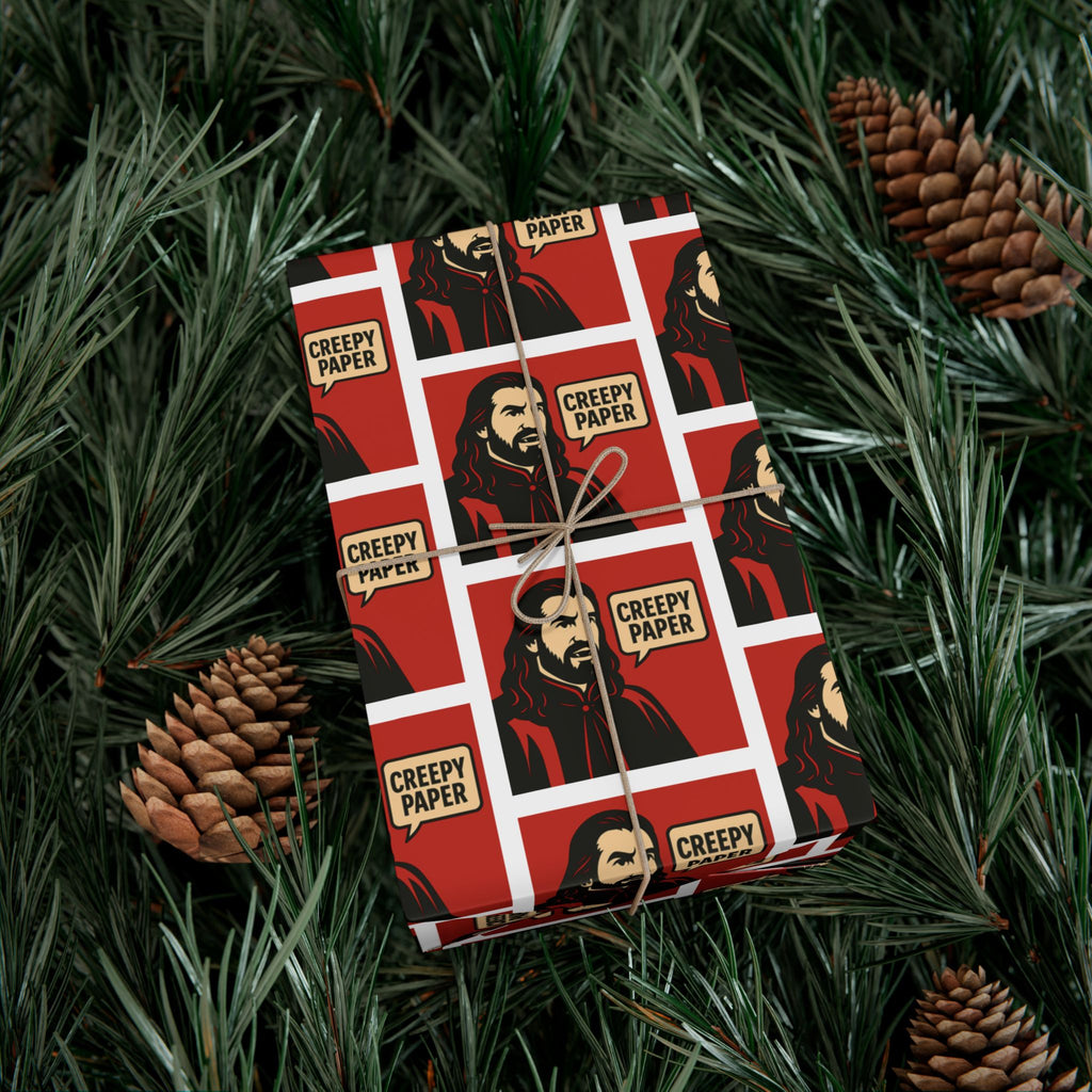 Creepy Paper Wrapping Paper — Red & White (What We Do in the Shadows)