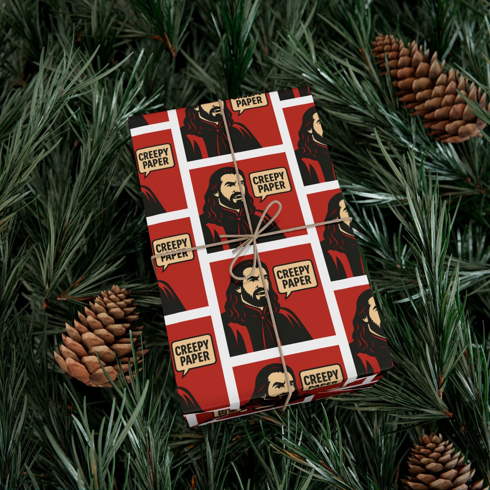 Creepy Paper Wrapping Paper — Red & White (What We Do in the Shadows)