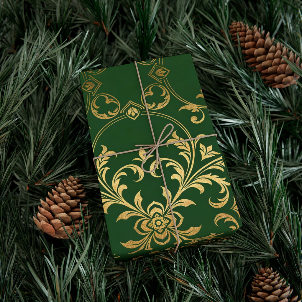 Middle-earth Elvish Luxury Gift Wrap Paper — Green LOTR-Inspired Wrapping