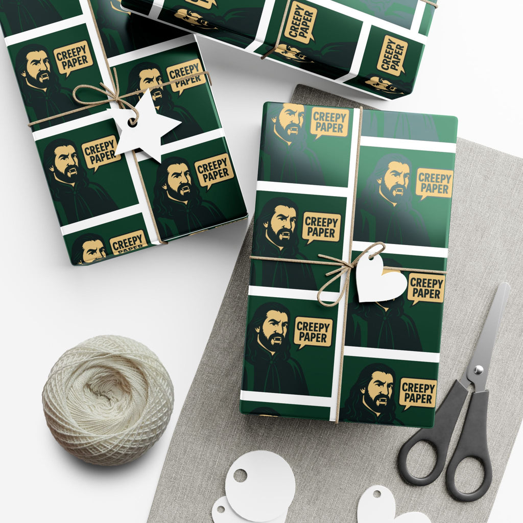 “Creepy Paper” Gift Wrap — Nandor’s Green & White Wrapping Paper