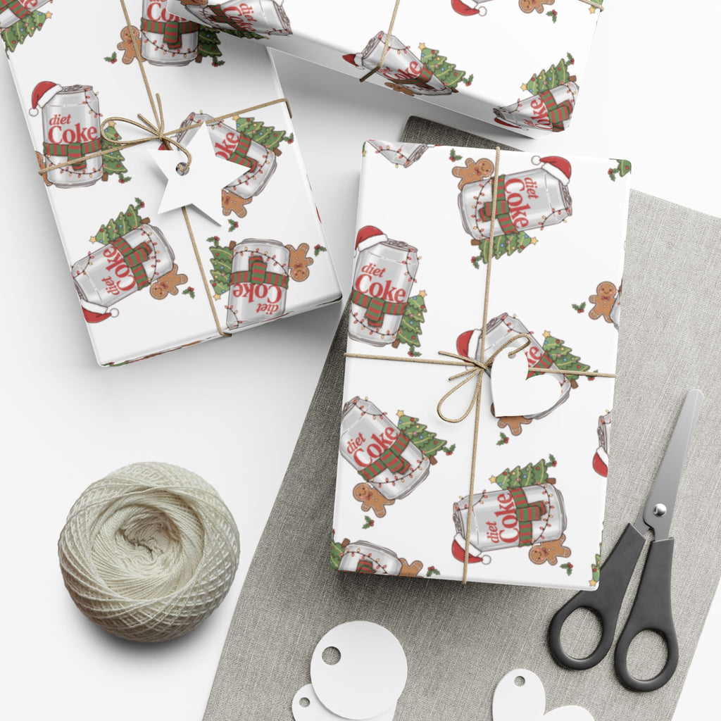 Diet Coke Christmas Wrapping Paper, Diet Coke Gift Wrap, Coca Cola Holiday Present Wrap, Funny Xmas Decor, Festive Wrapping Sheets