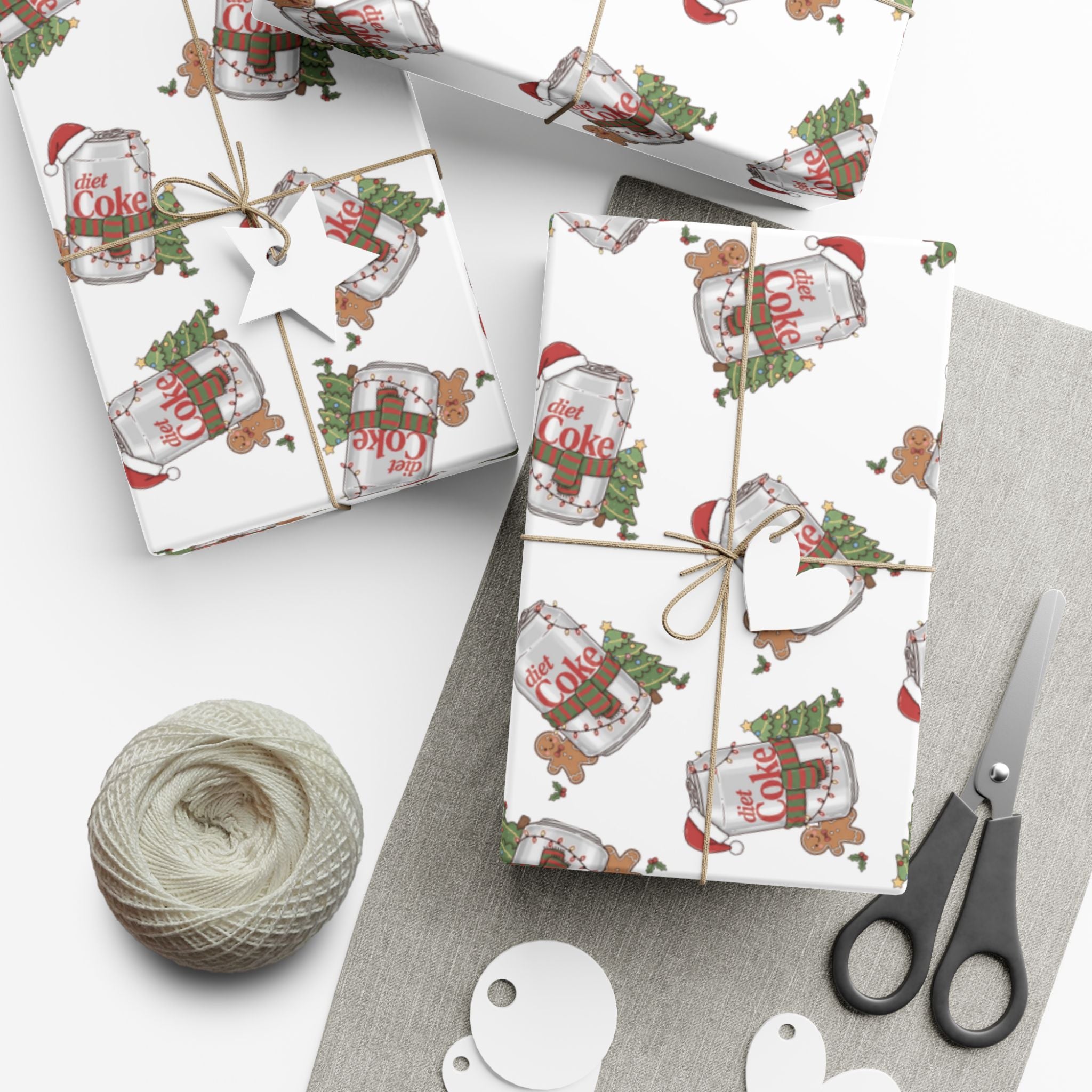 Diet Coke Christmas Wrapping Paper, Diet Coke Gift Wrap, Coca Cola Holiday Present Wrap, Funny Xmas Decor, Festive Wrapping Sheets