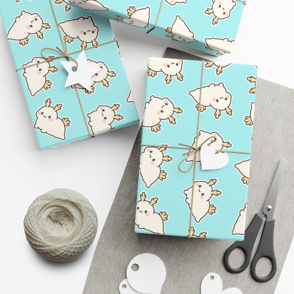 Gift Wrap Papers, Sea Bunny Pattern for Wrapping Gifts, Scrapbooking, Crafts, Cute Kawaii Design, Stationery Set