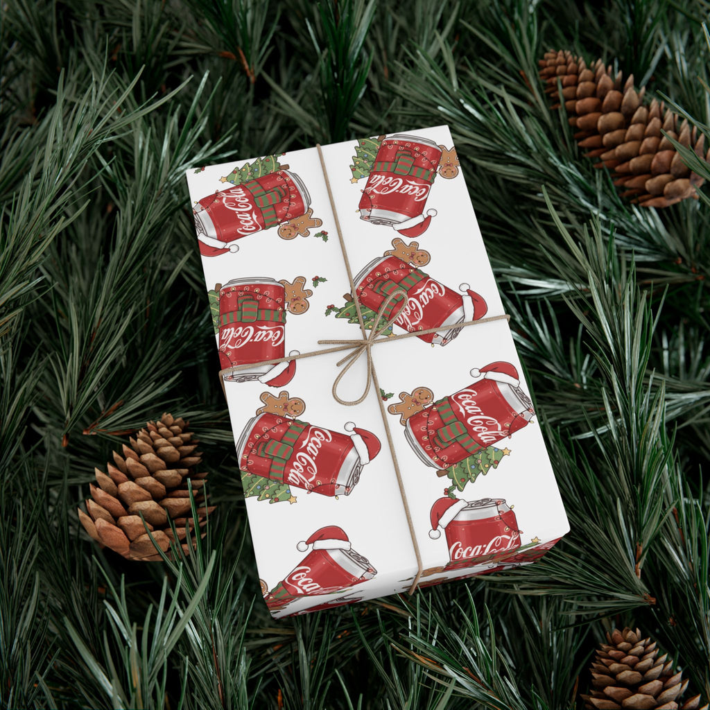 Coca Cola Christmas Wrapping Paper, Holiday Gift Wrap, Festive Xmas Gift Wrap, Coca Cola Pop Soda Paper, Funny Cute Wrapping Paper
