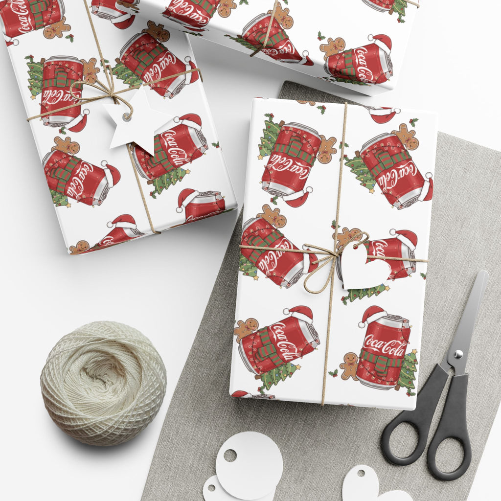 Coca Cola Christmas Wrapping Paper, Holiday Gift Wrap, Festive Xmas Gift Wrap, Coca Cola Pop Soda Paper, Funny Cute Wrapping Paper