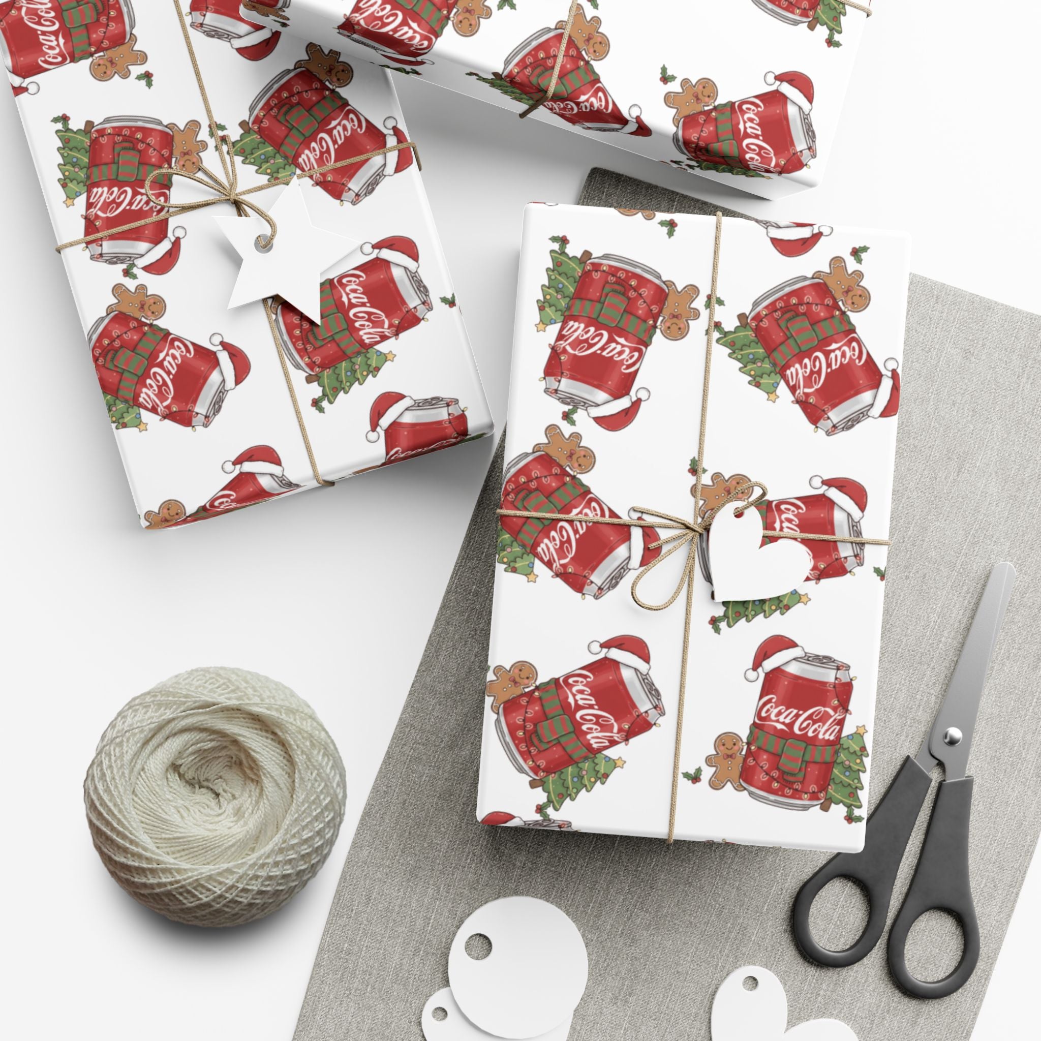 Coca Cola Christmas Wrapping Paper, Holiday Gift Wrap, Festive Xmas Gift Wrap, Coca Cola Pop Soda Paper, Funny Cute Wrapping Paper