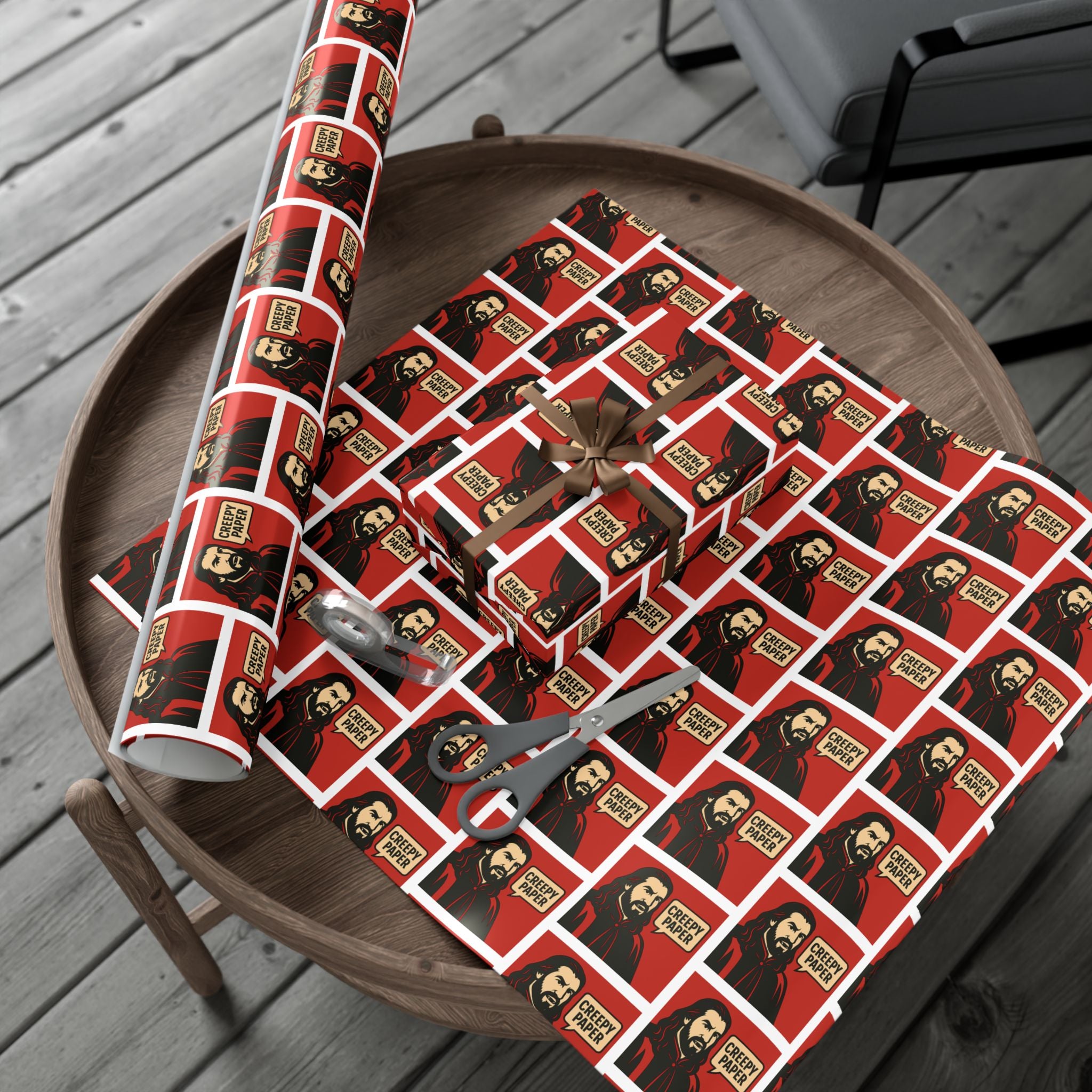 Creepy Paper Wrapping Paper — Red & White (What We Do in the Shadows)