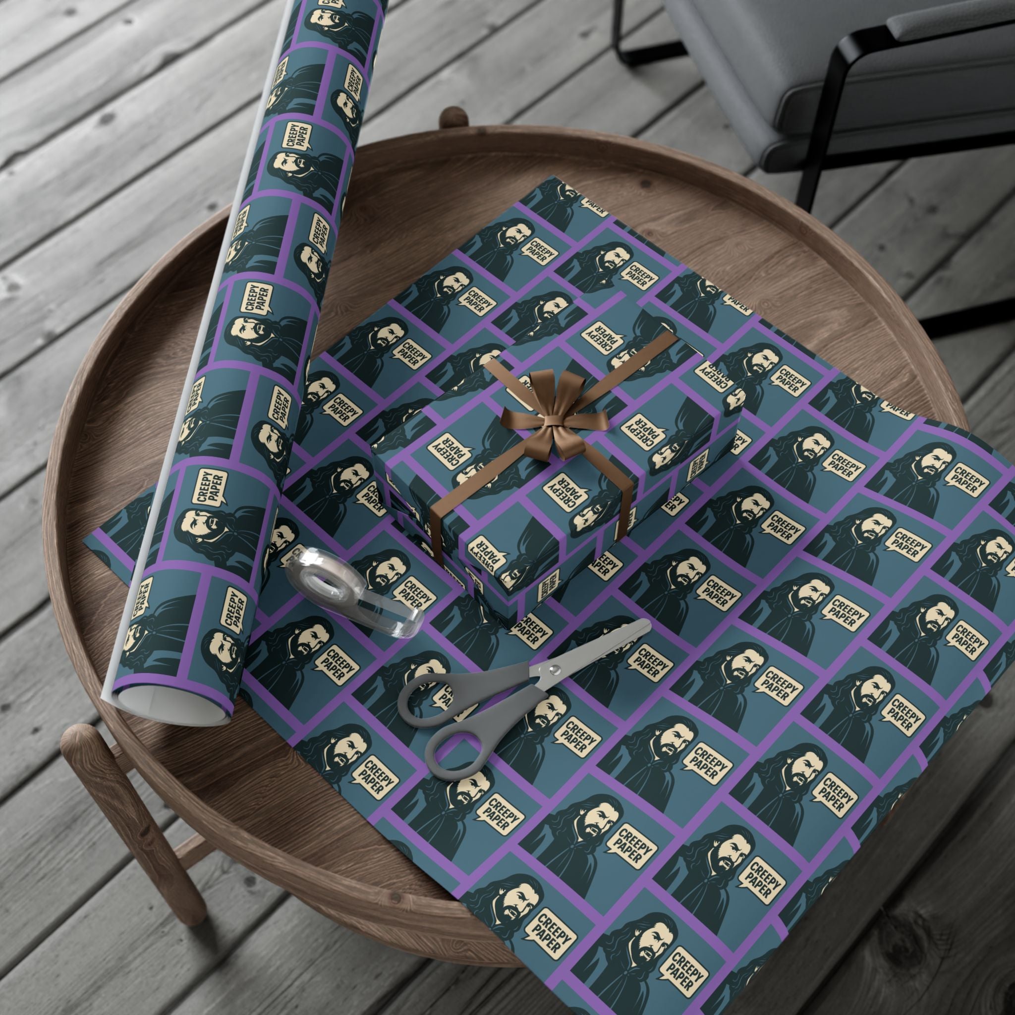 Creepy Paper Wrapping Paper, Nandor from What we do in the Shadows Show, Gift Wrap for Fans, Halloween Decor, Unique Gift Wrap Sheets