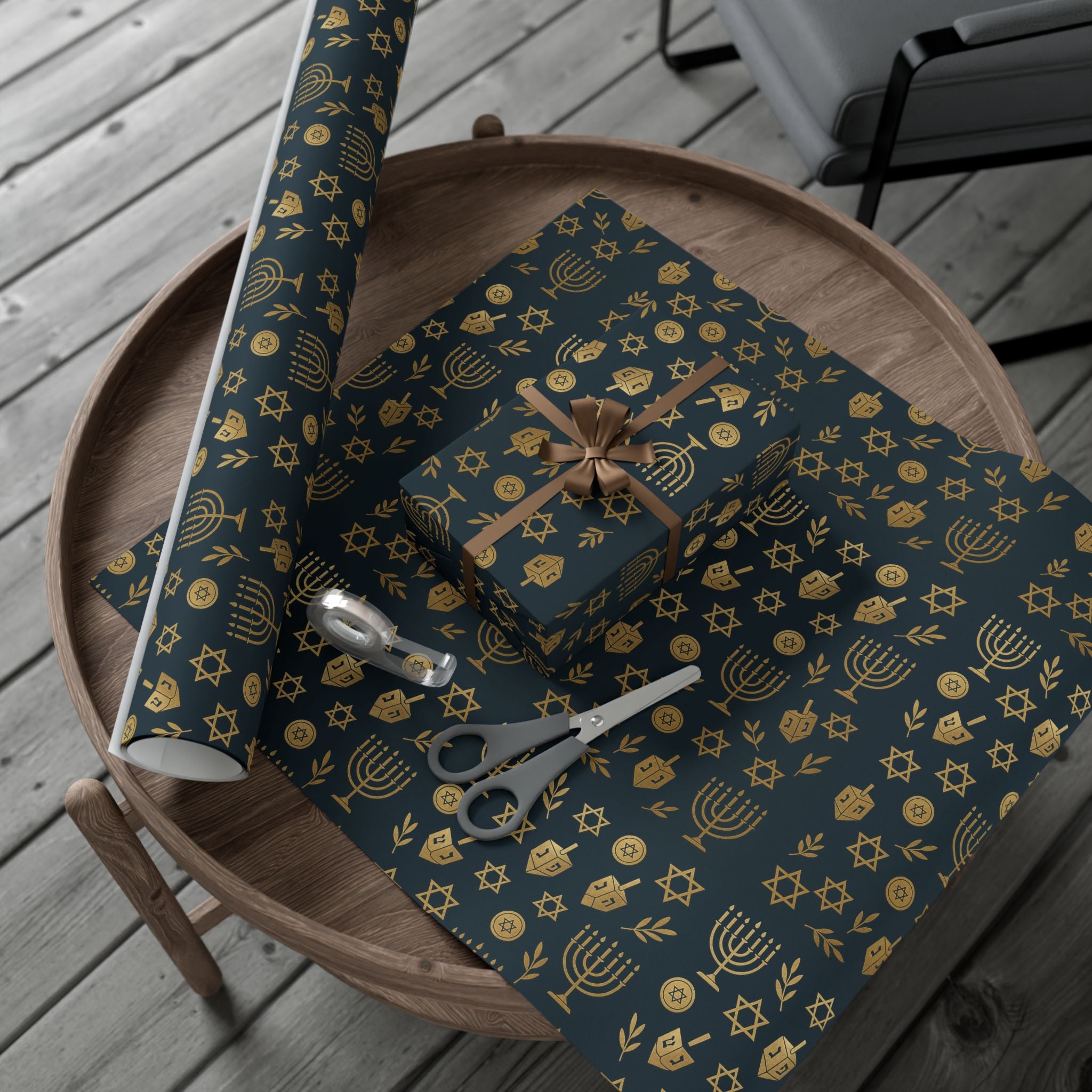 Gift Wrap Papers, Hanukkah Gold Design, Wrapping Paper Sheets, Holiday Gift Packaging, Festive Gift Wrap, Premium Gift Paper, Jewish