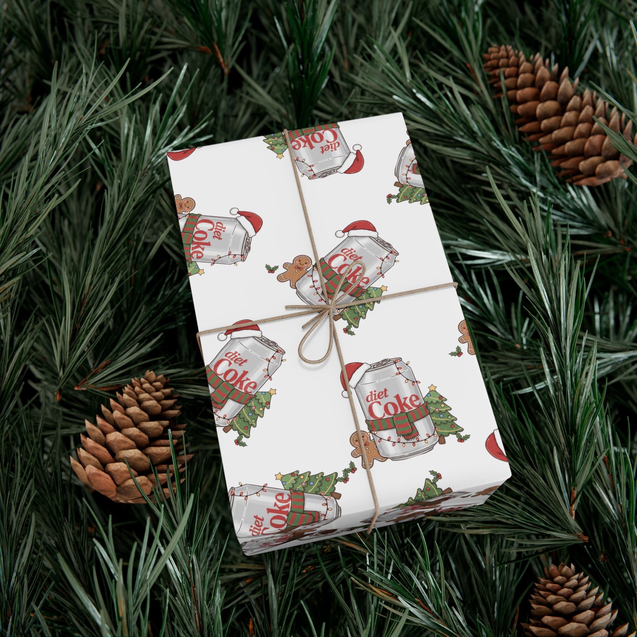 Diet Coke Christmas Wrapping Paper, Diet Coke Gift Wrap, Coca Cola Holiday Present Wrap, Funny Xmas Decor, Festive Wrapping Sheets