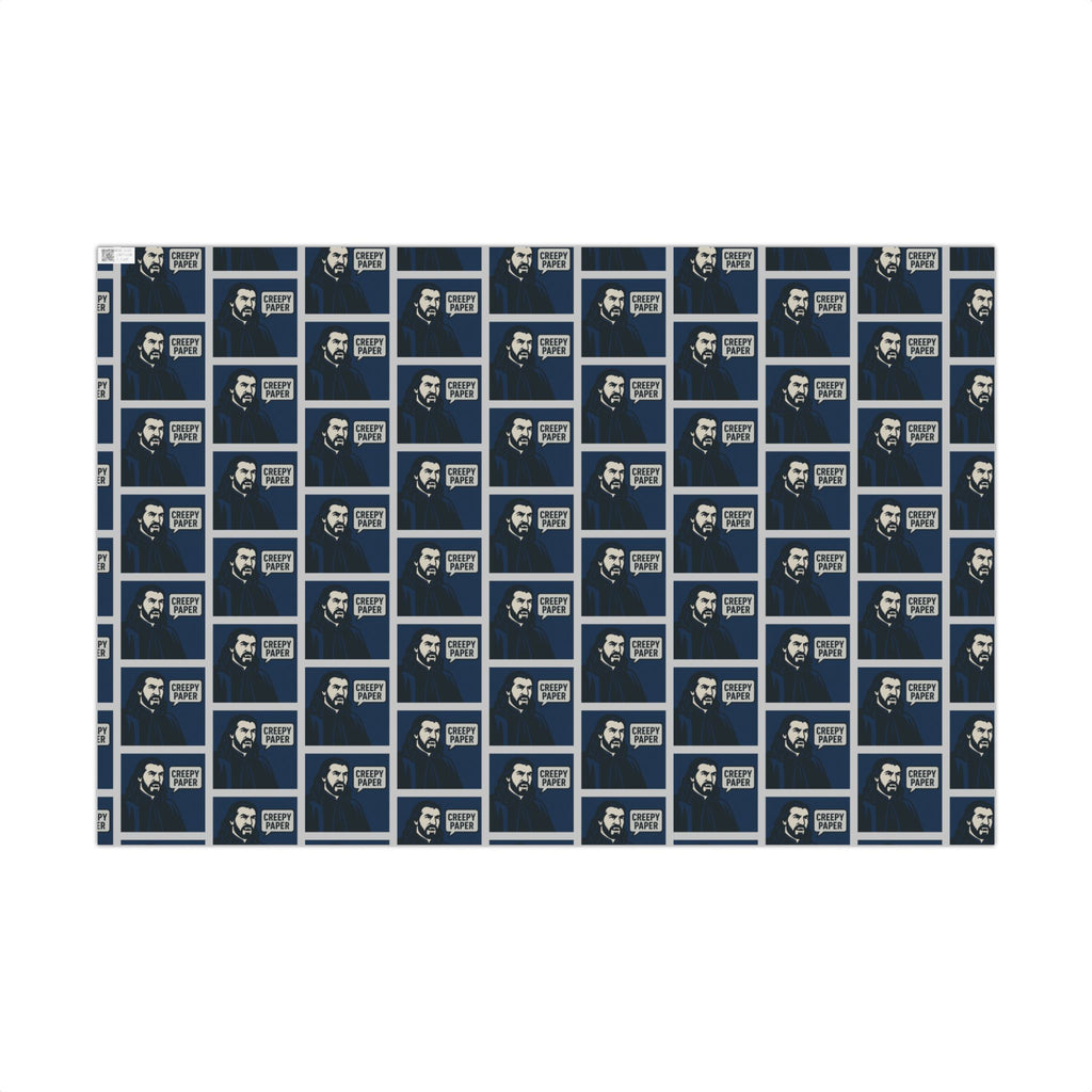 Blue/White - Creepy Paper Wrapping Paper, Nandor from What we do in the Shadows Show, Gift Wrap for Fans, Halloween Decor, Unique Gift Wrap