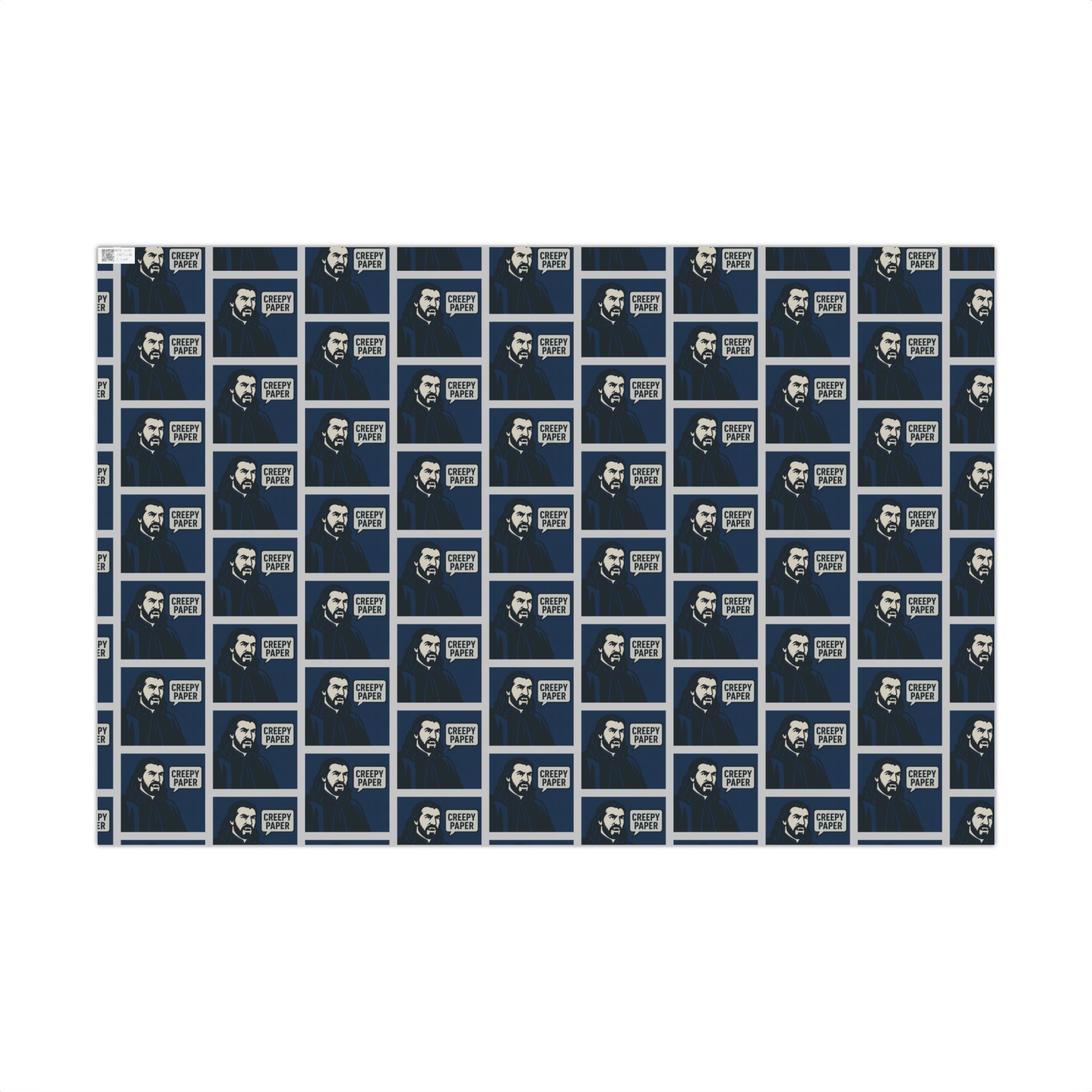 What We Do In The Shadows Nandor Gift Wrap Paper — Blue & White Creepy Vampire Design