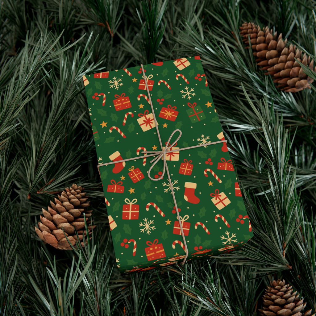 Christmas Gift Wrap Papers, Premium Cute Emblem Holiday Design, Wrapping Sheets, Xmas Packaging, Festive Gift Giving Supplies