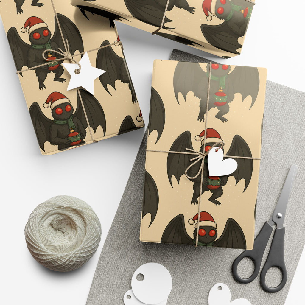 Mug, Mothman Cryptid Funny Christmas Art Drawing, Cryptid Gift Wrap Papers, Gift Wrapping Paper, Holiday Art Print, Funny Cryptid Design,