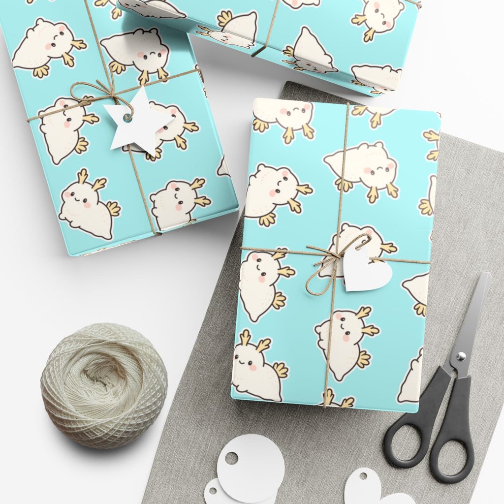 Gift Wrap Papers, Sea Bunny Pattern for Wrapping Gifts, Scrapbooking, Crafts, Cute Kawaii Design, Stationery Set