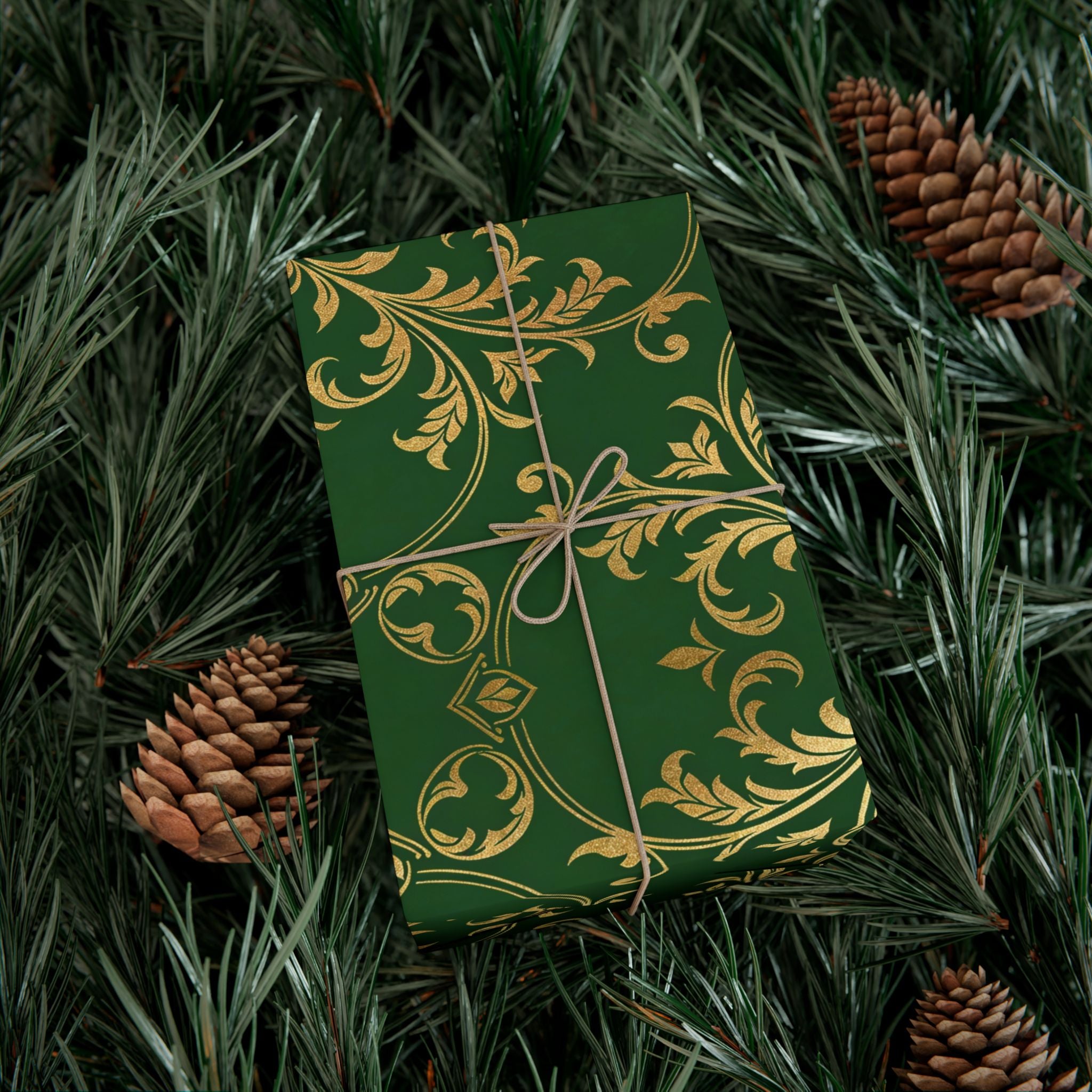 Middle-earth Elvish Luxury Gift Wrap Paper — Green LOTR-Inspired Wrapping
