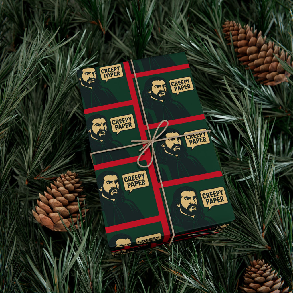 Green/Red - Creepy Paper Wrapping Paper, Nandor from What we do in the Shadows Show, Gift Wrap for Fans, Halloween Decor, Unique Gift Wrap