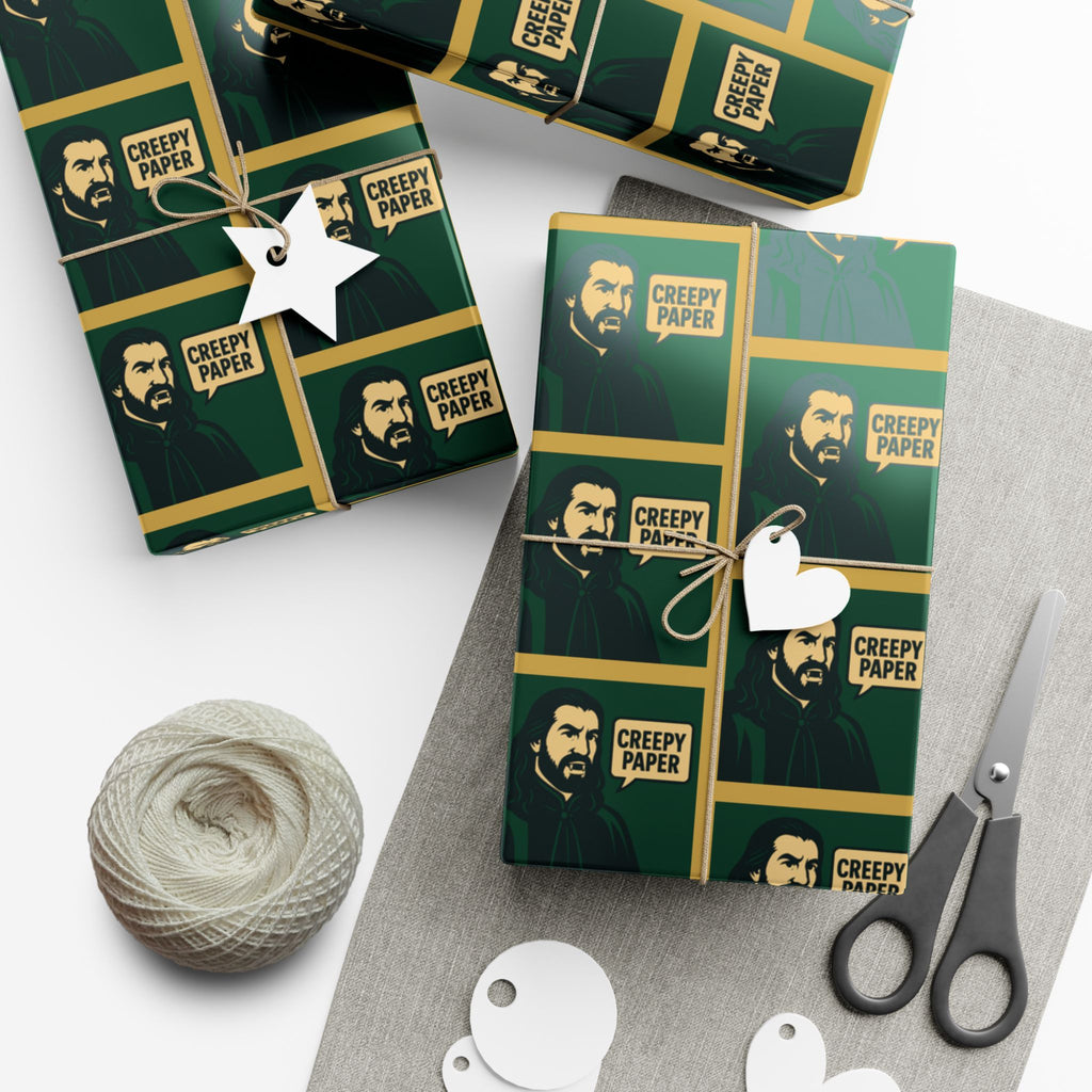 What We Do in the Shadows Nandor Gift Wrap Paper — Green & Gold Vampire-Themed Wrapping Paper