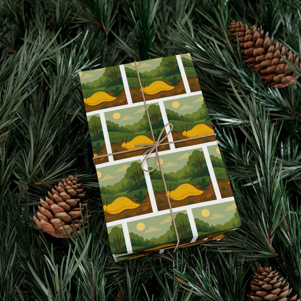 Wrapping Paper, Banana Slug Nature Scene Gift Wrap, Wildlife Themed Present Wrap, Eco-Friendly Nature Gift Wrap, Animal Lover Holiday Paper,