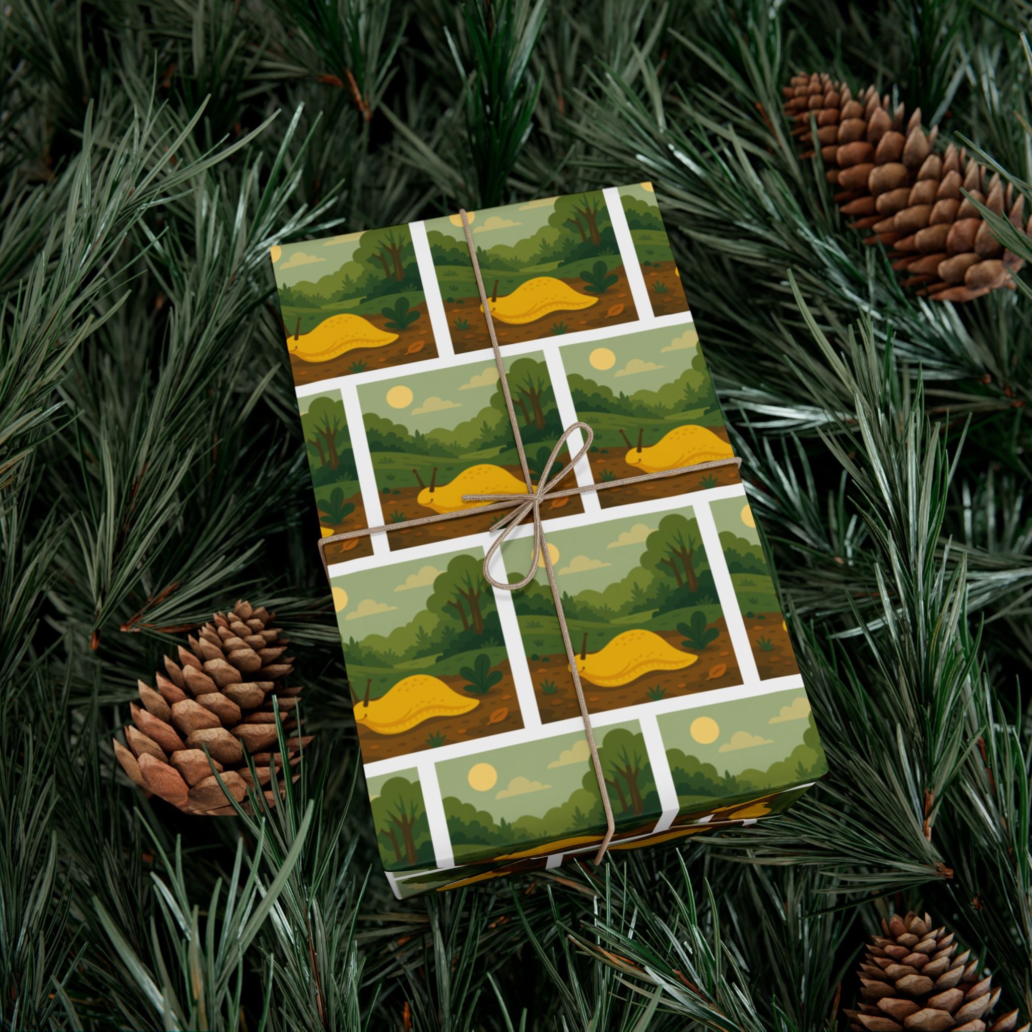 Wrapping Paper, Banana Slug Nature Scene Gift Wrap, Wildlife Themed Present Wrap, Eco-Friendly Nature Gift Wrap, Animal Lover Holiday Paper,