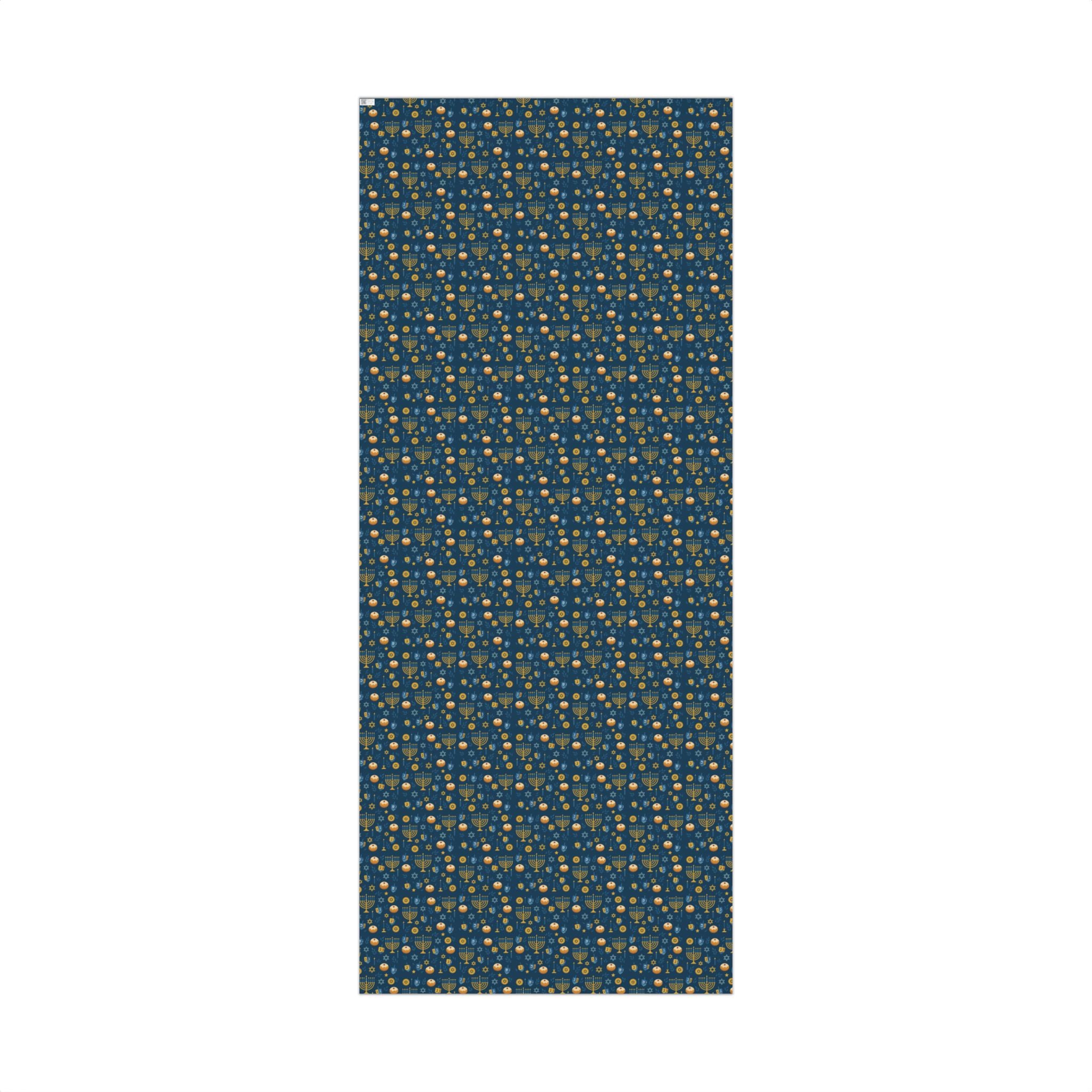 Hanukkah Blue & Gold Donut, Candle & Star Gift Wrap Paper