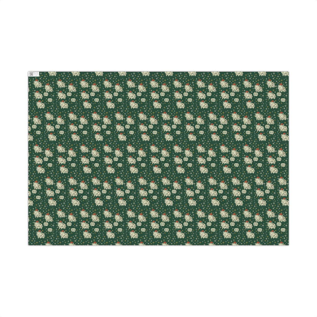 Christmas Cow Wrapping Paper - Cute Cows with Santa Hats and Lights, Farmhouse Holiday Gift Wrap, Country Christmas Packaging