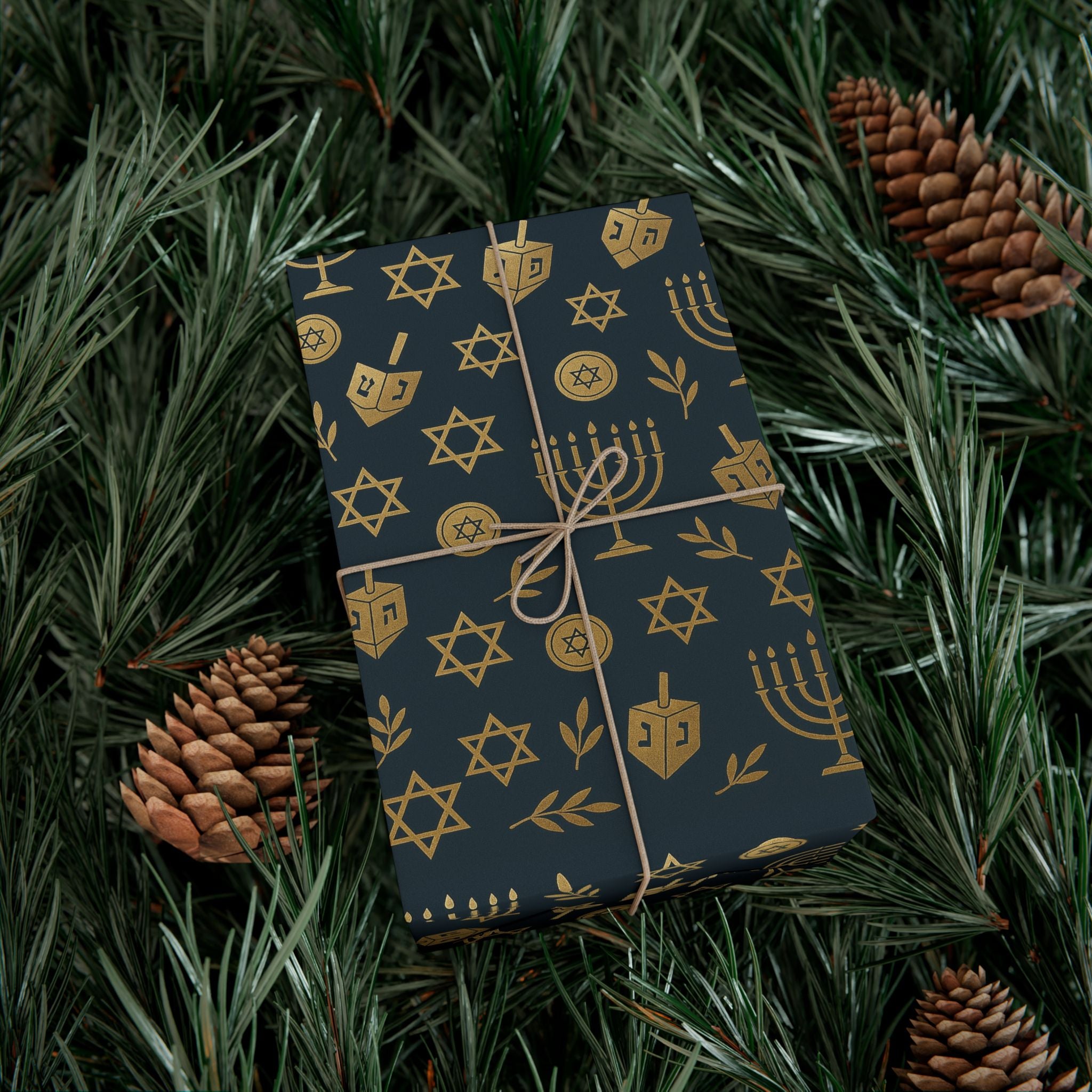 Gift Wrap Papers, Hanukkah Gold Design, Wrapping Paper Sheets, Holiday Gift Packaging, Festive Gift Wrap, Premium Gift Paper, Jewish