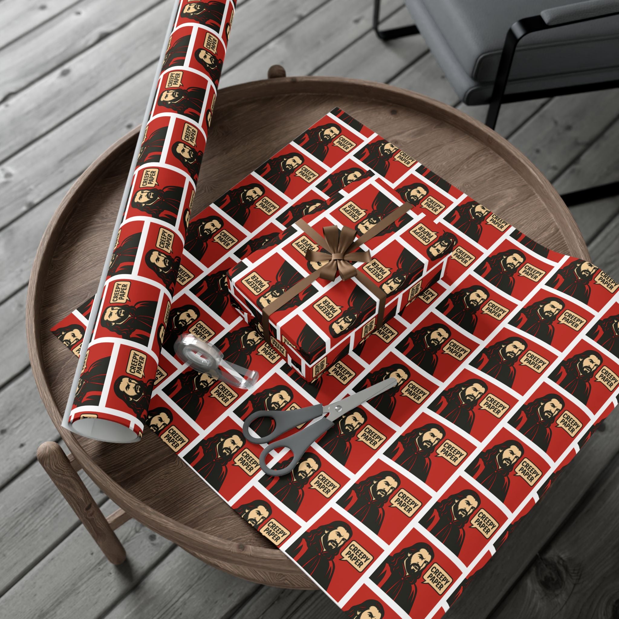 Creepy Paper Wrapping Paper — Red & White (What We Do in the Shadows)