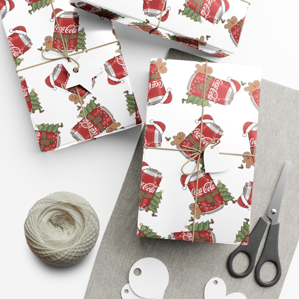Coca Cola Christmas Wrapping Paper, Holiday Gift Wrap, Festive Xmas Gift Wrap, Coca Cola Pop Soda Paper, Funny Cute Wrapping Paper
