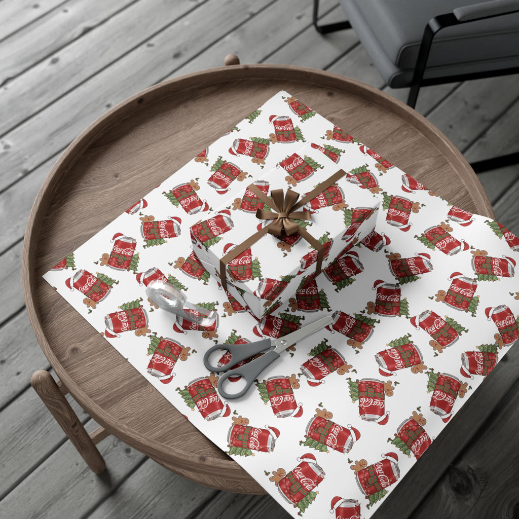 Coca Cola Christmas Wrapping Paper, Holiday Gift Wrap, Festive Xmas Gift Wrap, Coca Cola Pop Soda Paper, Funny Cute Wrapping Paper