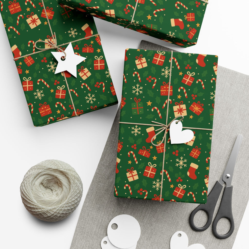 Christmas Gift Wrap Papers, Premium Cute Emblem Holiday Design, Wrapping Sheets, Xmas Packaging, Festive Gift Giving Supplies