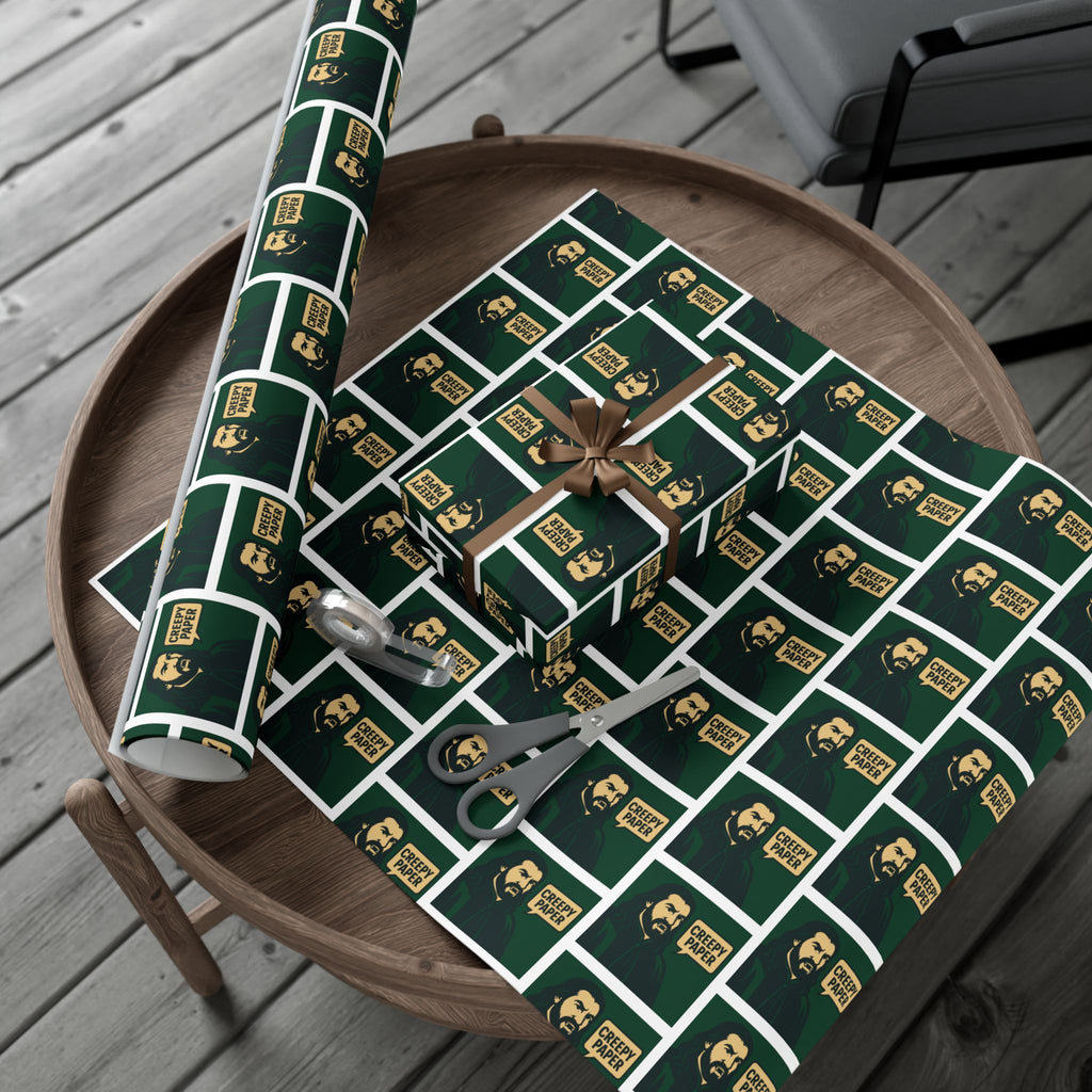 Green/White - Creepy Paper Wrapping Paper, Nandor from What we do in the Shadows Show, Gift Wrap for Fans, Halloween Decor, Unique Gift Wrap