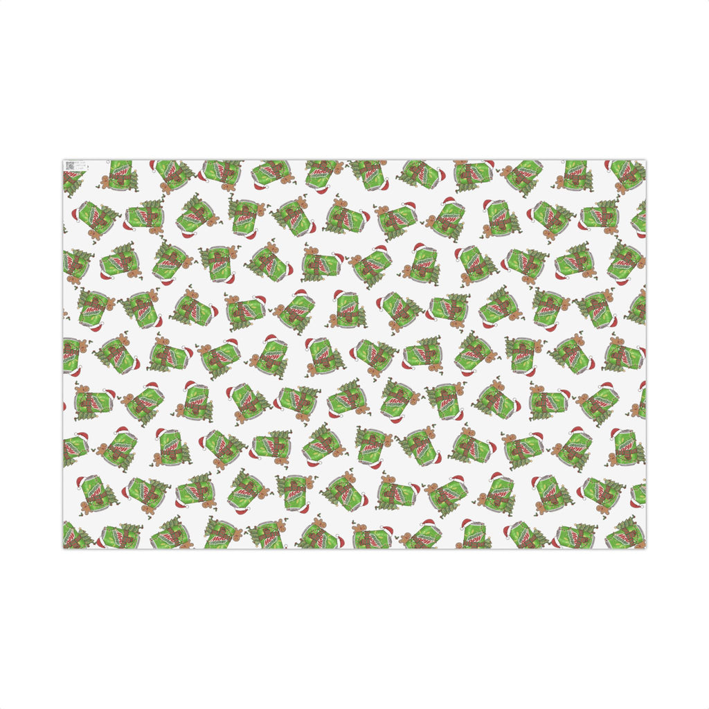 Mountain Dew Christmas Wrapping Paper, Funny Cute Mountain Dew Soda Christmas Theme, Holiday Gift Wrap, Office Gag