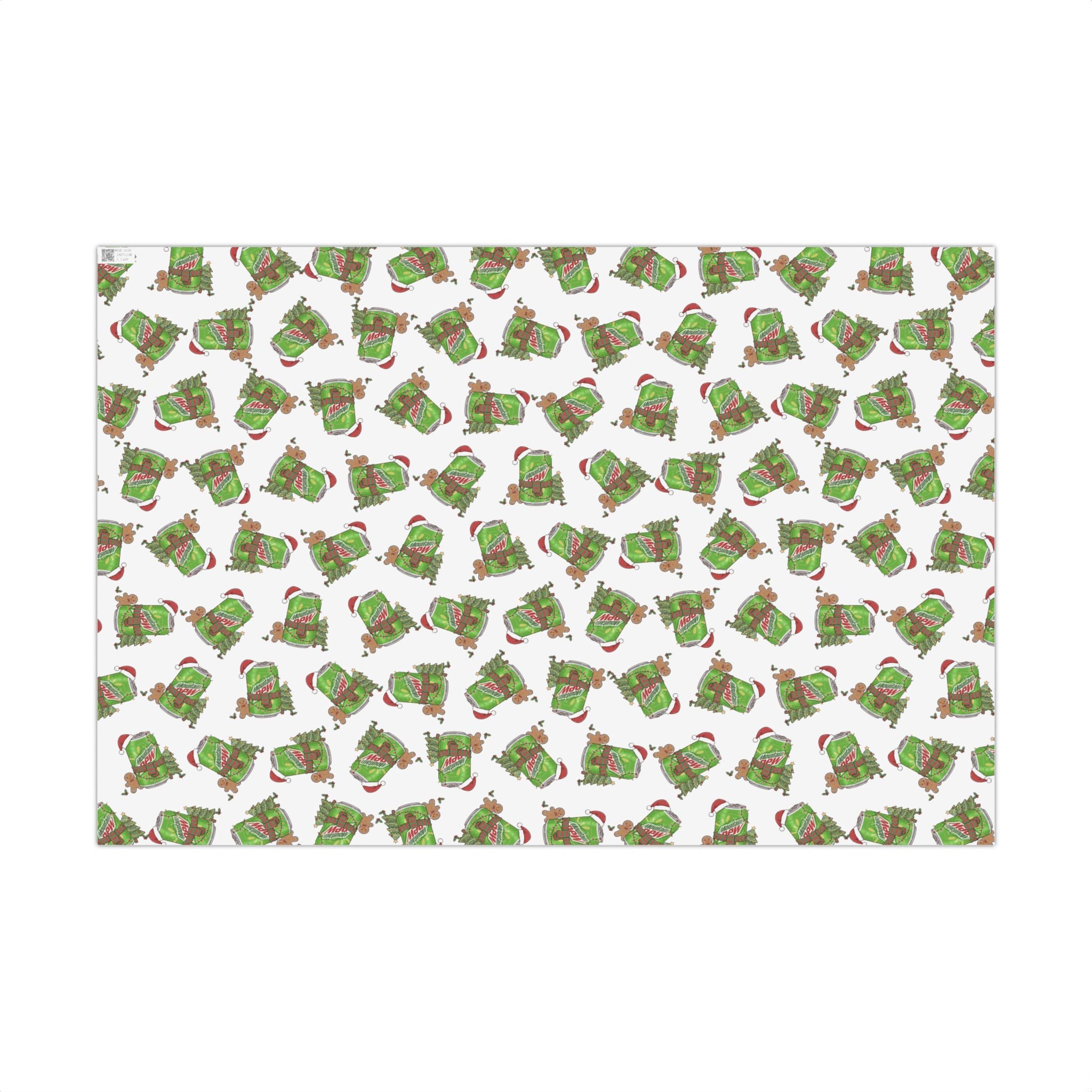 Mountain Dew Christmas Wrapping Paper, Funny Cute Mountain Dew Soda Christmas Theme, Holiday Gift Wrap, Office Gag