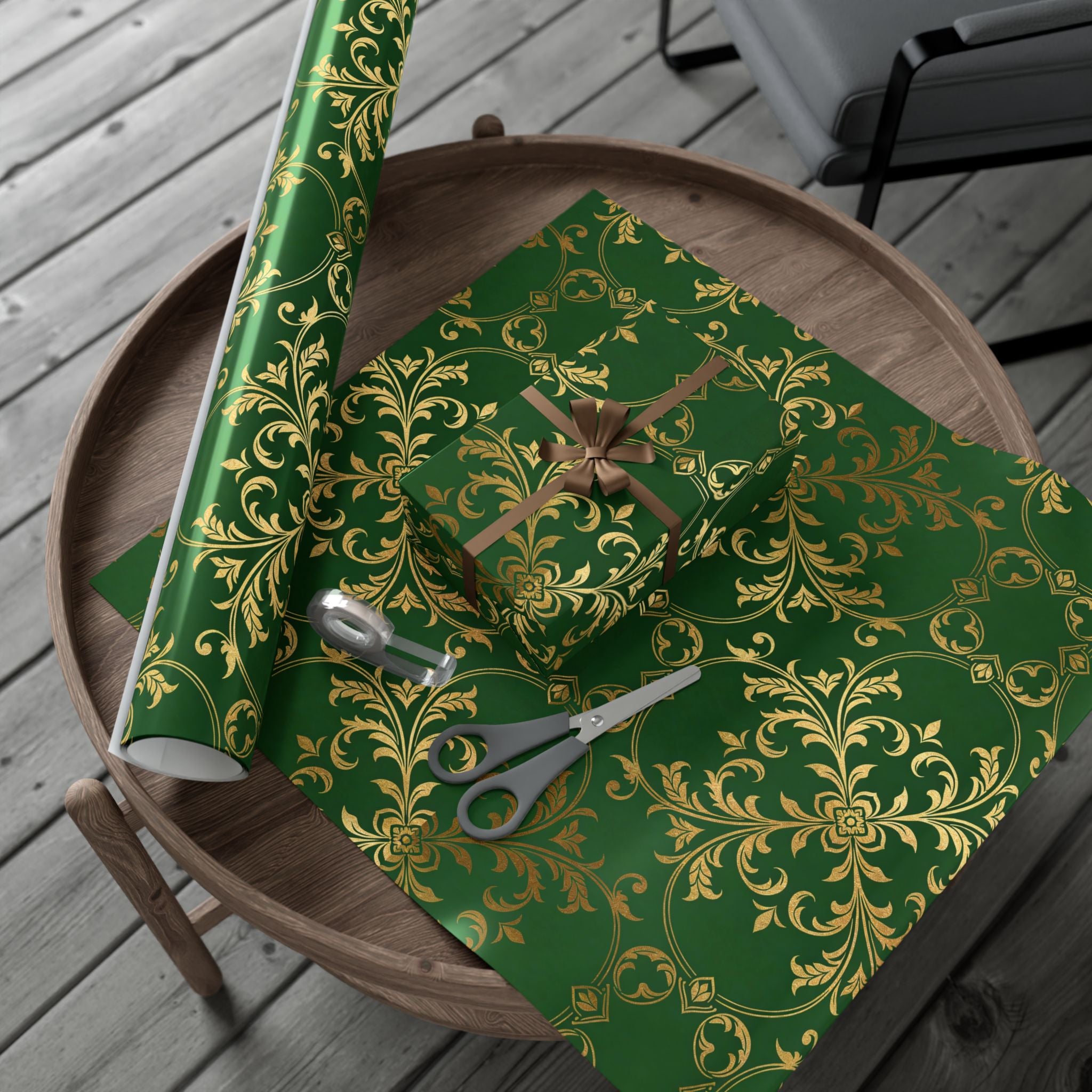 Middle-earth Elvish Luxury Gift Wrap Paper — Green LOTR-Inspired Wrapping