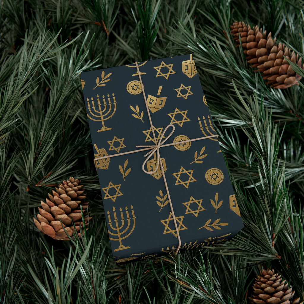 Gift Wrap Papers, Hanukkah Gold Design, Wrapping Paper Sheets, Holiday Gift Packaging, Festive Gift Wrap, Premium Gift Paper, Jewish
